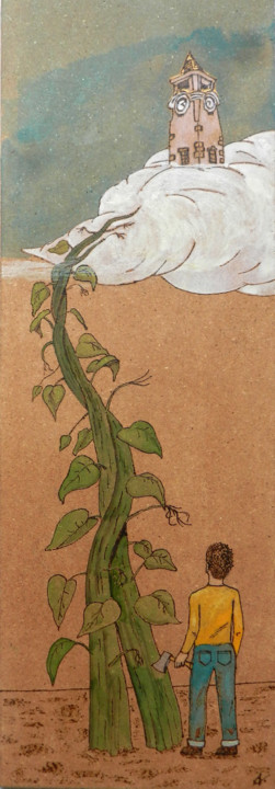 Corte de laços - pirogravura e aguarela - 42,8 cm