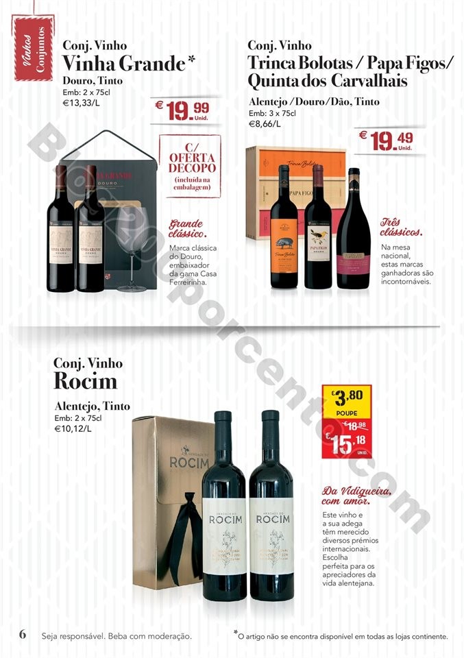 folheto promoções Continente Natal bebidas 29out-23dez