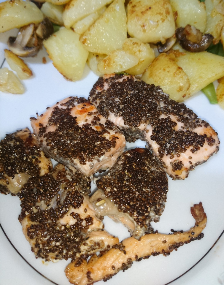 Salmão com sementes de chia Salmão com sementes de chia