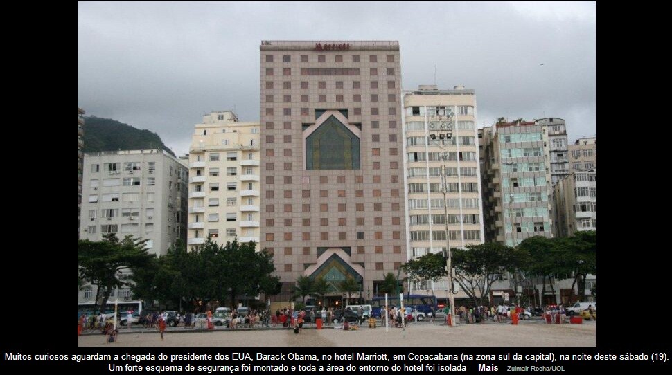 Obama no hotel Marriott em Copacabana a noite